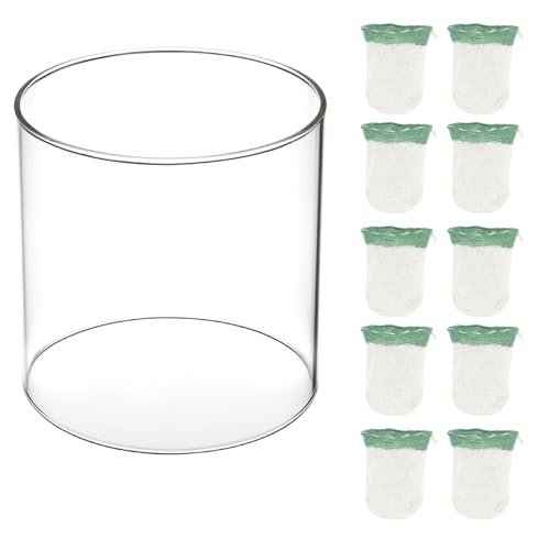 10-Pack Propane Lantern Mantles with Glass Globe: U-Shape & Standard Replacement Parts for Camping Lanterns. Clear Lantern Globe Compatible with Coleman Fuel Lanterns