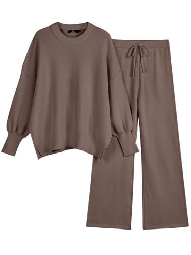 Women’s 2-Piece Lounge Sweater Set - Fall Outfit Medium Nutmeg