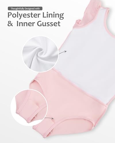 Stelle Girls Flutter Sleeve Ballet Leotard with Tutu Skirted Dress - 4-5T Ballet Pink