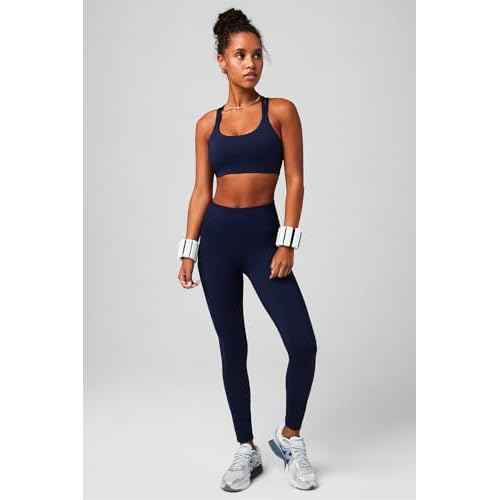 Fabletics Women's On-The-Go PowerHold High-Waisted Legging, Maximum Compression, Flattering, XL/Regular | 27, Deep Navy