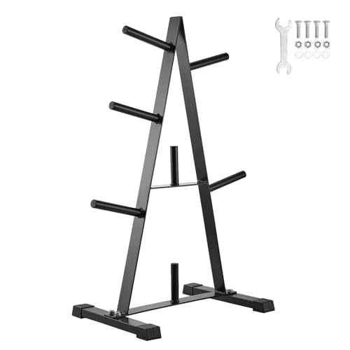 VEVOR Weight Plate Rack, A Frame Weight Plate Tree for 1-Inch Weight Plates, Standard Weight Plate Tree, 500 lbs Load Capacity Weight Storage Holder, Home Gym Barbell Rack Storage Stand, Black