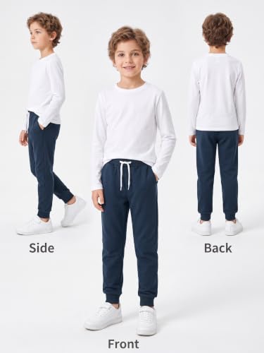 Resinta 5 Pack Toddler Boys Sweatpants Athletic Joggers Cotton Pants 7-8 Years - Black, Grey, Navy, Burgundy