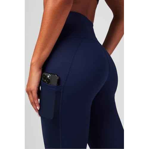 Fabletics Women's On-The-Go PowerHold High-Waisted Legging, Maximum Compression, Flattering, M/Regular | 27, Deep Navy