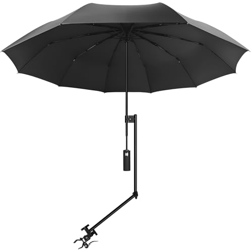 Auto UPF 50+ Beach Umbrella with Adjustable Clamp - Black