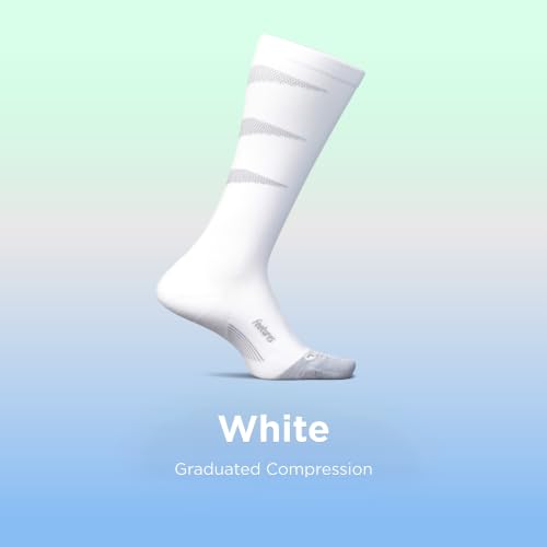 Feetures Compression Knee High Socks - Medium White, Graduated Support for Men & Women