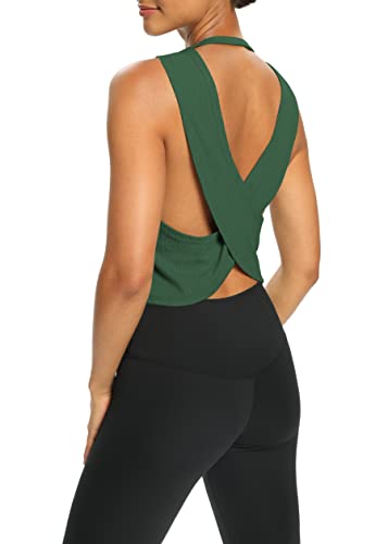 Women’s Open Back Yoga Tank Top Workout Shirt Backless Fitness Top