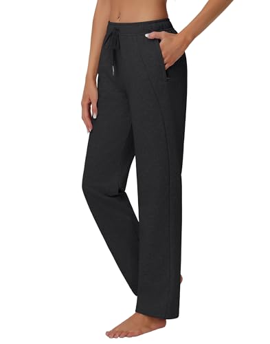 Women's Cotton Straight Leg Sweatpants - 28 Inch Petite & Large Black
