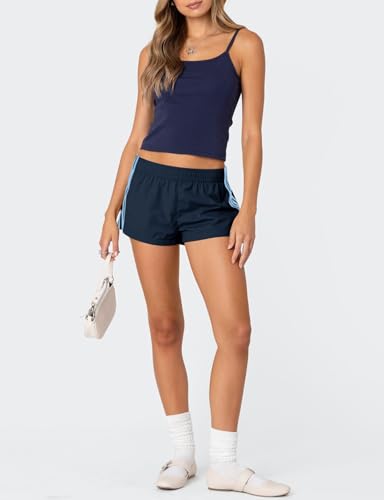 Women's Low Rise Sweat Track Shorts - Micro Y2K UPF 50+ Navy Blue Medium