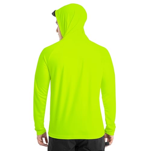 Wrangler Workwear Men's Long Sleeve UPF 40 Raglan Hoodie - Large, Safety Yellow