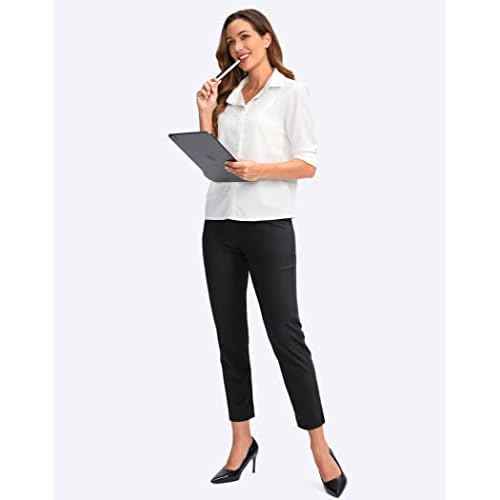 YYV Women's Golf Pants Stretch Work Ankle Pants High Waist Dress Pants with Pockets for Yoga Business Travel Casual