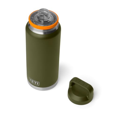 YETI Rambler 36 oz Water Bottle - Olive/King Crab Orange, Vacuum Insulated, Leakproof Stainless Steel with Chug Cap