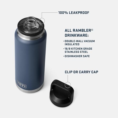 YETI Rambler 36 oz Water Bottle - Olive/King Crab Orange, Vacuum Insulated, Leakproof Stainless Steel with Chug Cap