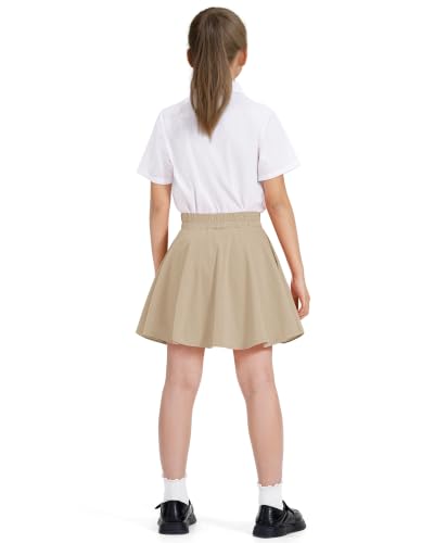 Kids Girls Skirts Casual Skorts Athletic Uniform Skirt with Pockets - Khaki 7-8 Years
