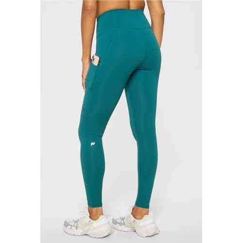 Fabletics Women's On-The-Go PowerHold High-Waisted Legging, Maximum Compression, Flattering, S/Regular | 27, Green Abyss