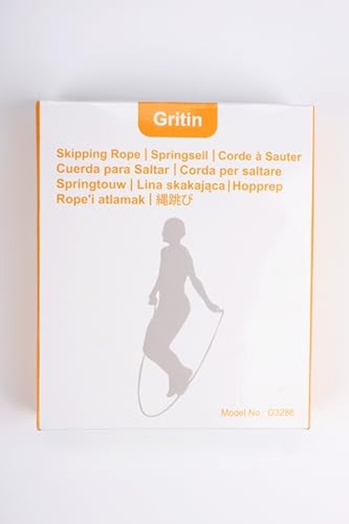 Gritin Skipping Rope for Adults, 3M Speed Jump Rope Adjustable Cord with Scale Marking & Rapid Ball Bearings, Soft Foam Handle Tangle-free for Workouts Fat Burning- Length Adjuster Included-Black