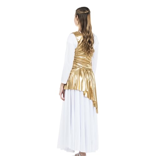Danzcue Women's Asymmetrical Praise Dance Tunic - Gold Large-X-Large Variation