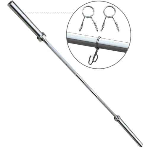 Yaheetech 7-Foot Olympic Barbell with Collars - Solid Iron Weightlifting Rod - Chrome Straight Bar for Home Gym Strength Training & Power Lifting Exercises