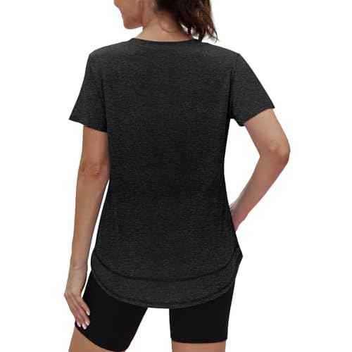 Womens Workout Tops Short Sleeve Shirts with Sun Protection UPF 50+ Quick Dry Outfits for Hiking Running S-3XL