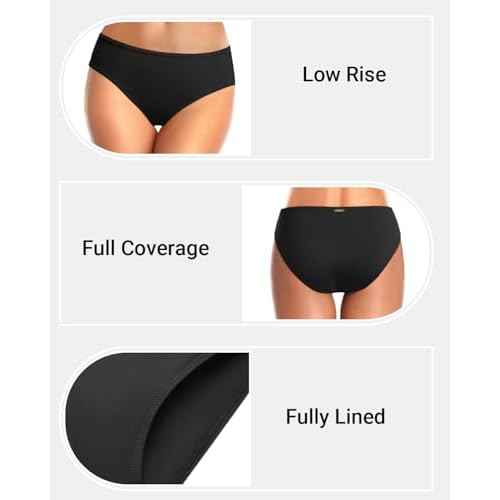 Zmart Women Standard Strappy Bikini Bottoms Full Coverage Bathing Suit Cutout Swim Low Rise Swimsuit Bottom
