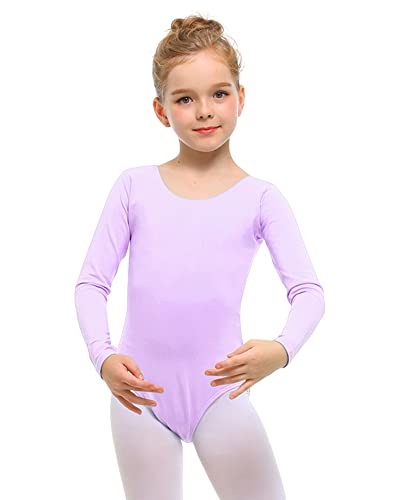 Girls Ballet Leotard Long Sleeve Dance Outfit Purple 4-5T by Stelle