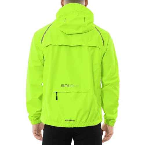 baleaf Men's Rain Jacket Waterproof Windbreaker Raincoat Running Cycling Hiking Gear Hood Lightweight Reflective Packable
