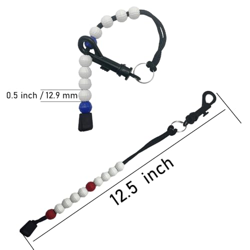 Golf Stroke Counter Beads Set with Clip - 4 Pack Golf Score Keepers