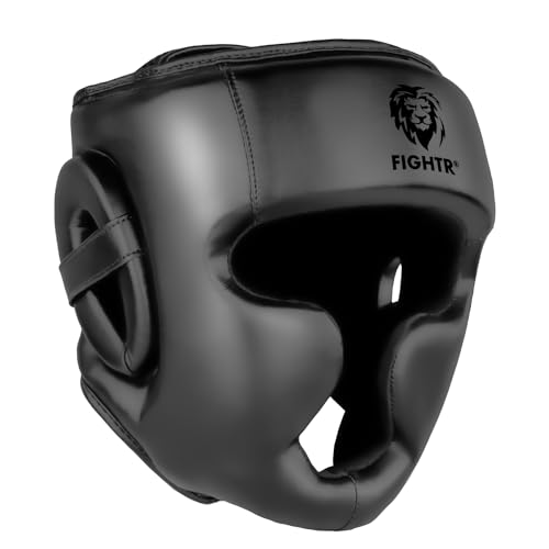 Black Boxing Headgear with Adjustable Fit for MMA Muay Thai Kickboxing - Standard