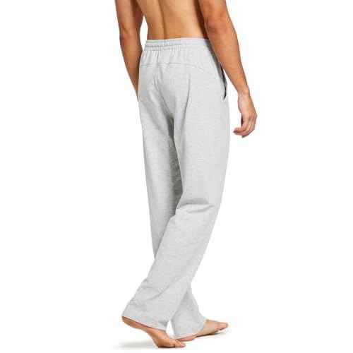 baleaf Men's Sweatpants Yoga Lounge Cotton Pajama Pants Casual Open Bottom Straight Leg Stretchy Sweat Pants with Pockets