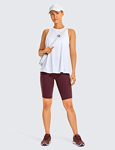 Large White Pima Cotton Tank Top for Women - Open & Tie Back Sporty Design
