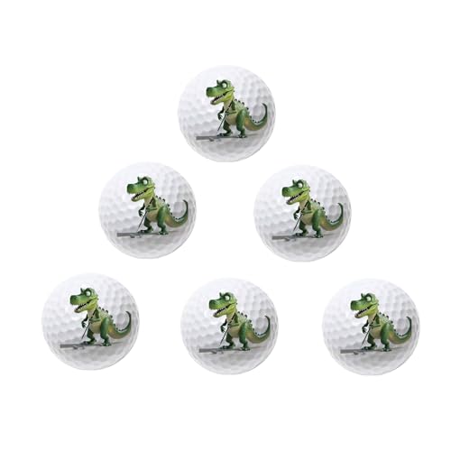 Dinosaur Pattern Colored Golf Balls - 6 Pack Fun Golf Practice Balls