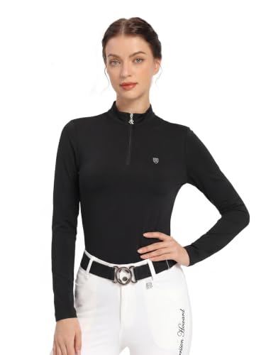 Women's Equestrian Riding Shirt UPF 50+ Small Black - Horse Riding Top