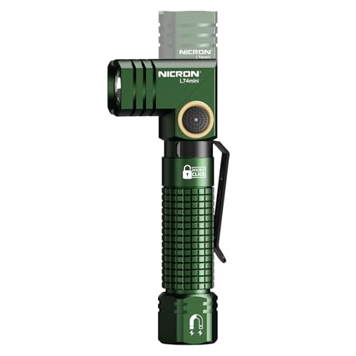 NICRON L74 Mini 400 Lumens EDC Flashlight with Magnetic Tail Cap, 6 Modes, Type-C Rechargeable, 90° Tilt IP65 Waterproof – Green