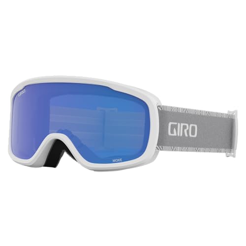 Giro Women's and Youth Moxie Ski and Snowboard Goggles - White/Grey Chute Strap with Grey Cobalt/Yellow Lenses