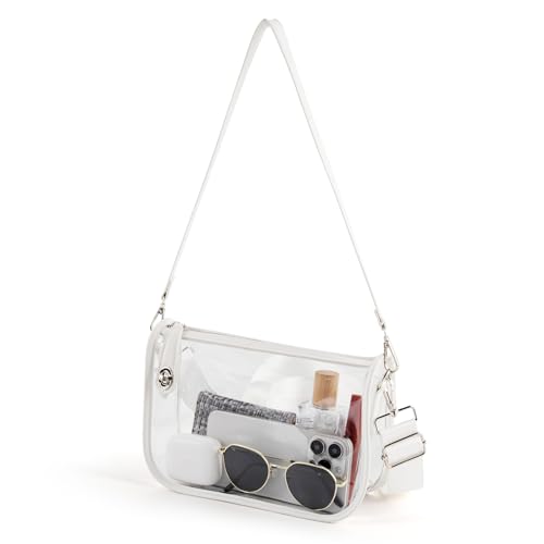 White Clear Stadium Bag for Women Crossbody Purse - Stadium Approved Shoulder Bag