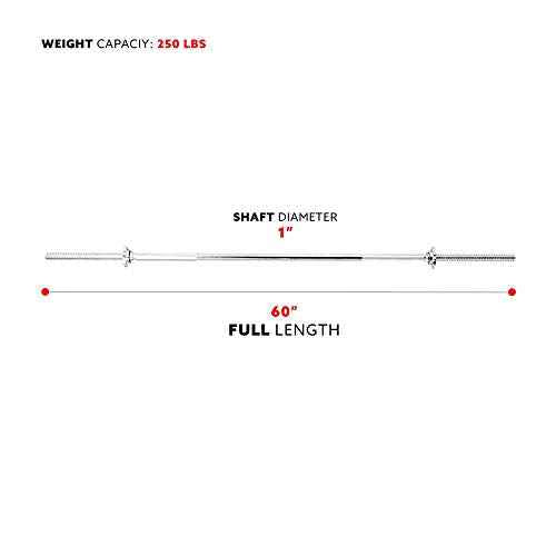 Sunny Health & Fitness 60-Inch Chrome Barbell Bar or High-Density Foam Barbell Pad ? Strength Training Gear for Squats, Deadlifts, Hip Thrusts, Bench Press, Lunges & Full-Body Home Gym Workouts
