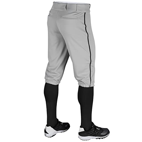 Champro Men's Baseball Knickers with Braid, Medium Grey & Black Pipe