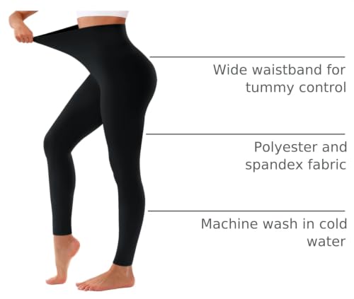 Bluemaple High Waisted Tummy Control Leggings for Women No Pocket Large-X-Large Black