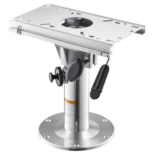 VEVOR Boat Seat Pedestal, Adjustable Height from 13.39 to 19.2 Inches, Aluminum Alloy Boat Chair Base with Slide, 5-inch Sliding Travel, Locking Design, Ideal for Fishing and Boating Enthusiasts