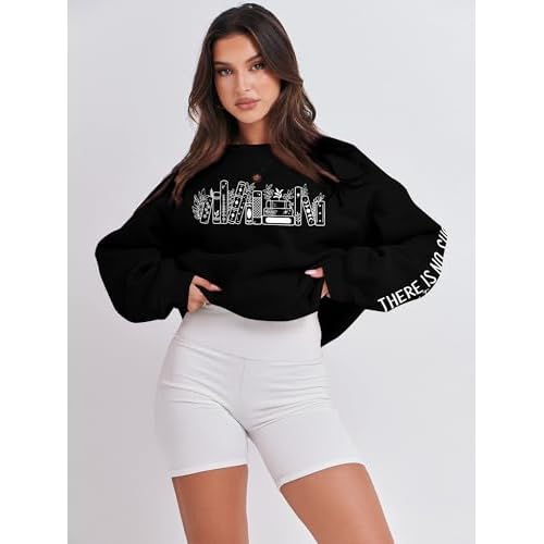 MOUSYA Book Sweatshirt Women No Such Thing As Too Many Books Shirt Book Lover Gifts Shirts Casual Long Sleeve Tops