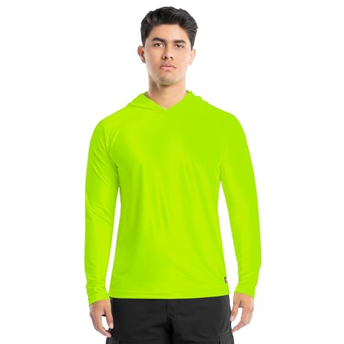 Wrangler Workwear Men's Long Sleeve UPF 40 Raglan Hoodie - Large, Safety Yellow