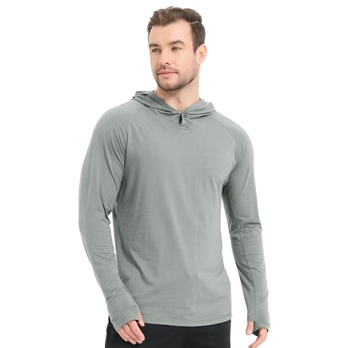 Men's Ultra Soft Bamboo Viscose Hoodie Shirt with Curved Hem - Regular Large Sage Slate