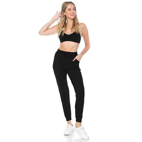Leggings Depot Women's Jogger Track Cuff Sweatpants with Pockets for Yoga, Workout