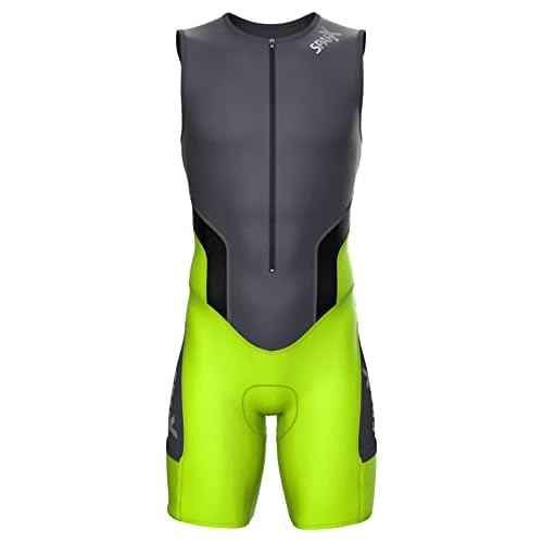 Sparx Men Competitor Triathlon Suit Mens Trisuits | Italian Technical Fabric | Soft Chamois | 4 Pockets | Bike-Swim-Run