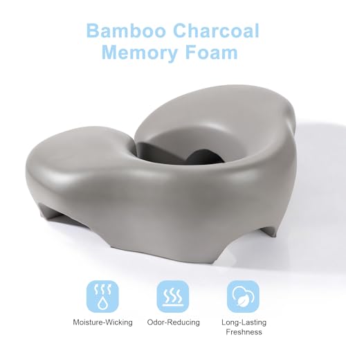 Face Down Pillow for Eye Surgery Recovery – Grey Bamboo Charcoal Memory Foam Prone Pillow with Adjustable Width & 3 Acoustic Airflow Vents
