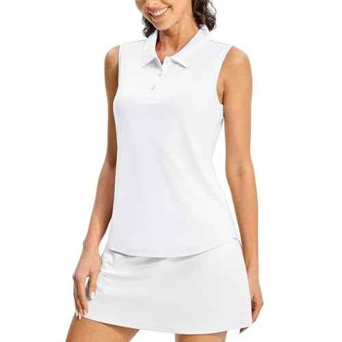 BGOWATU Women's Golf Shirts Sleeveless Polo Shirts Collared 3 Buttons Tennis Tank Tops UV Protection Quick Dry