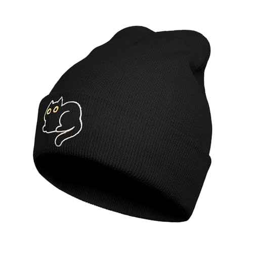 Embroidery Beanie Hat,Winter Warm Knit Cuffed Skull Cap for Men Women