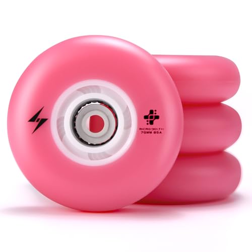 Pink 76mm LED Light-Up Inline Skate Wheels 90A for Indoor Outdoor Skating