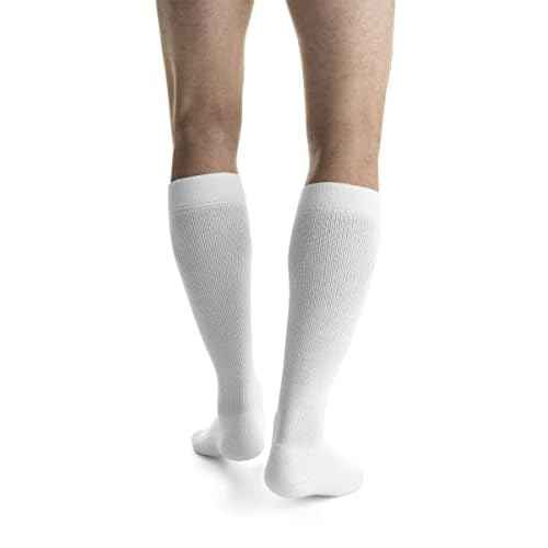 JOBST Activewear 20-30mmHg Compression Socks Knee High, Closed Toe, Cool White, Large