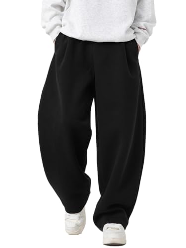 Mens Wide Leg Sweatpants - Black, Medium, Casual Jogger with Pockets