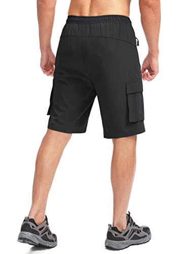 Men's Mountain Bike Shorts - Large Black 3D Padded Cycling Biker Shorts with Zipper Pockets